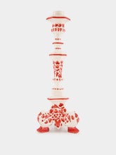 Les Ottomans White and Red Ceramic Turquerie Candleholder