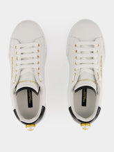 Dolce & Gabbana White and Gold Leather Low-Top Sneakers