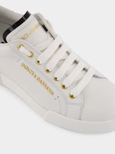 Dolce & Gabbana White and Gold Leather Low-Top Sneakers