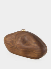 Cult Gaia Walnut Brown Caldera Wooden Clutch