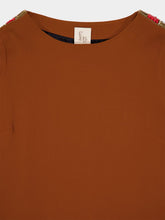 Paula Clara Caramel Hand-Embroidered Boat-Neck Top