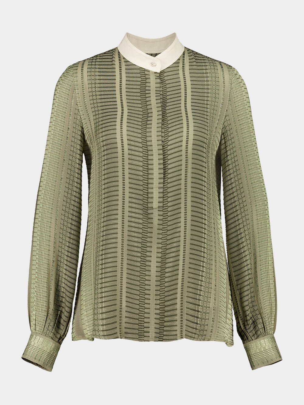 Sage Green Hera Textured Silk Blouse