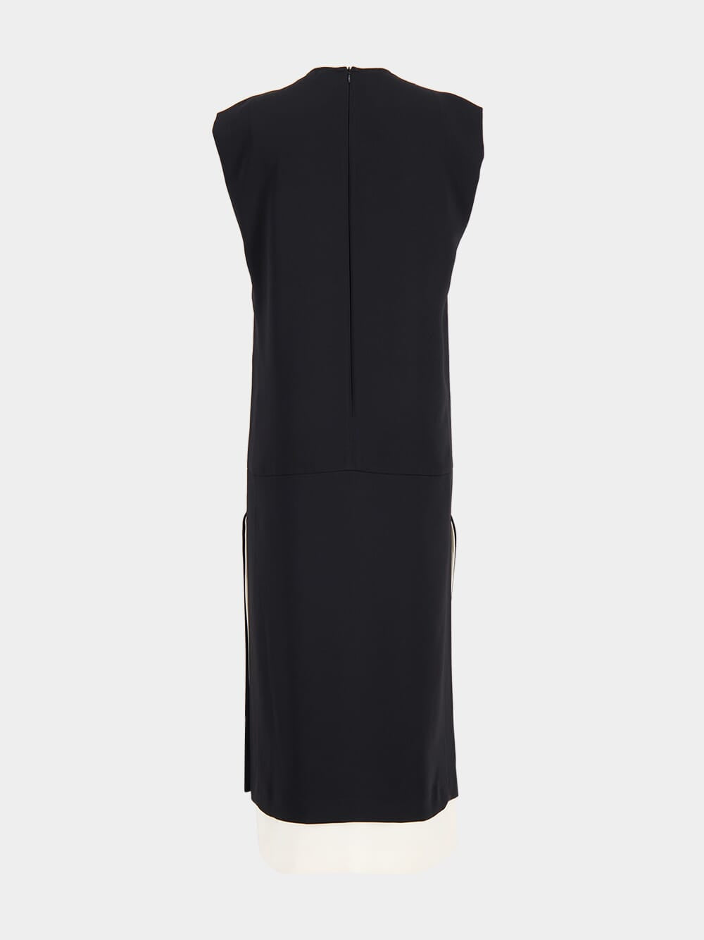 Black Bicolor V-Neck Midi Dress