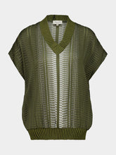 Zeus+Dione Khaki Syros V-Neck Silk Wool Top