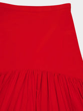 Zeus+Dione Red Daucus Tiered Flared Midi Skirt