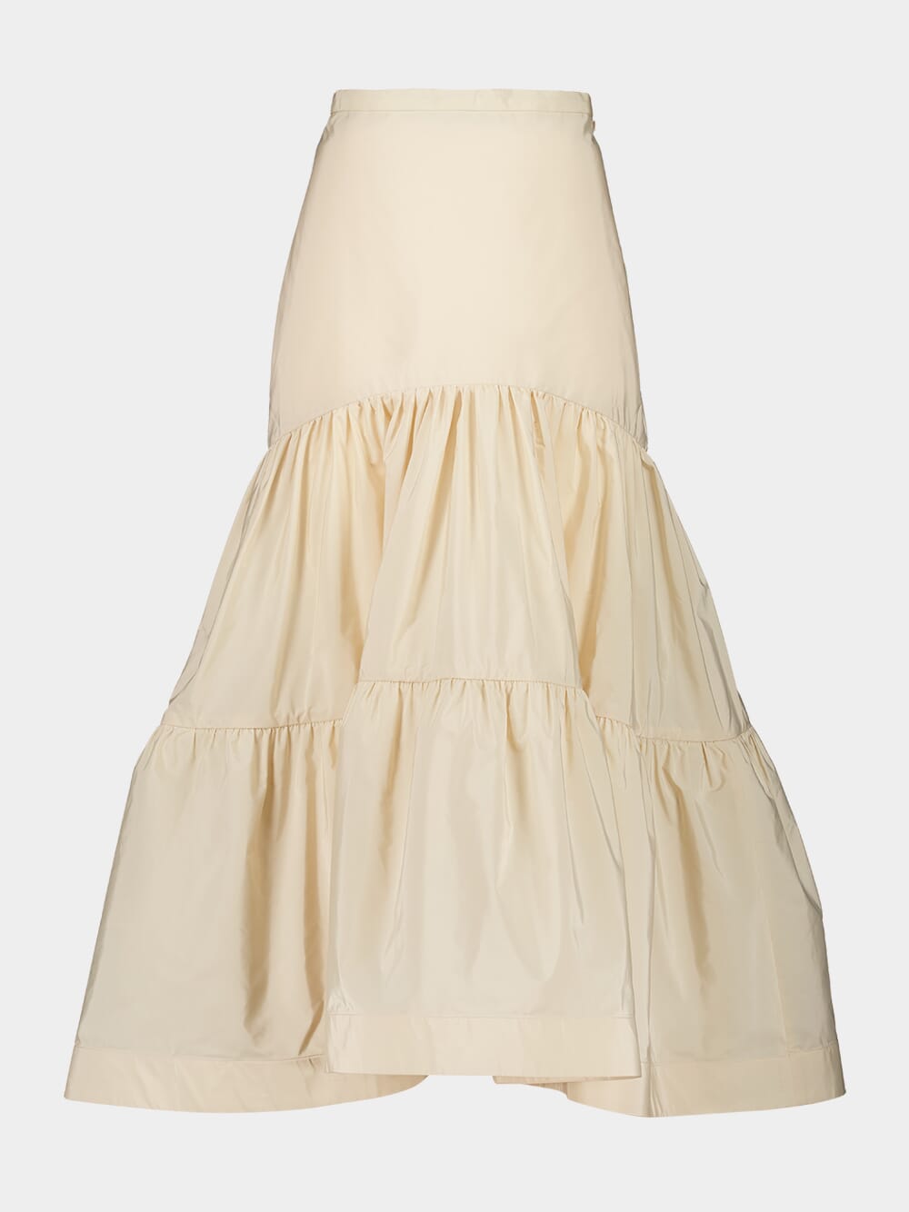 Bone Tiered Flared Midi Skirt