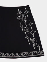 Zeus+Dione Black Cloud Mini Skirt with Ivory Embroidery