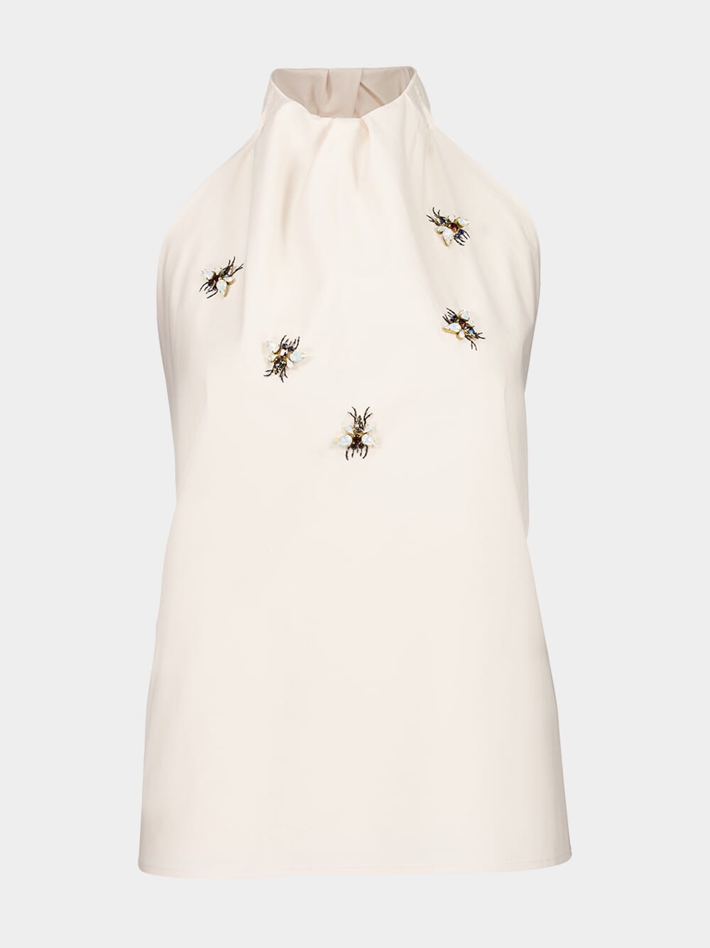 Beige Open-Back Top with Swarovski Bees