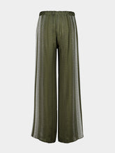 Zeus+Dione Khaki Jacquard Silk Wide-Leg Alcestes Trousers