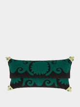 Bavash Designs Felicity Black and Green Embroidered Jute Clutch