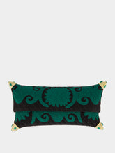 Bavash Designs Felicity Black and Green Embroidered Jute Clutch