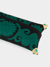 Bavash Designs Felicity Black and Green Embroidered Jute Clutch