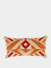 Bavash Design Cecil Natural Coral Embroidered Straw Clutch