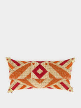 Bavash Design Cecil Natural Coral Embroidered Straw Clutch