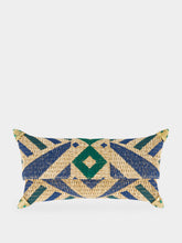 Bavash Designs Cecil Blue and Green Seaside Embroidered Straw Clutch