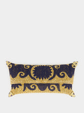 Bavash Design Felicity Navy Blue Embroidered Straw Clutch