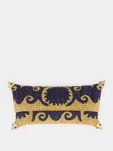 Bavash Design Felicity Navy Blue Embroidered Straw Clutch