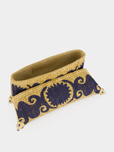 Bavash Design Felicity Navy Blue Embroidered Straw Clutch