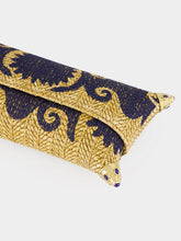 Bavash Design Felicity Navy Blue Embroidered Straw Clutch