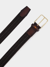 Santoni Brown Classic Woven Leather Belt