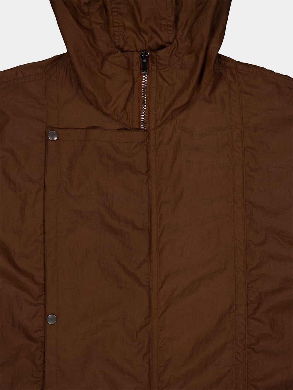 Brown Nylon Oversized Parka