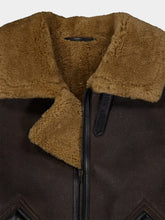 Lemaire Espresso Shearling Coat with Contrasting Leather Trim