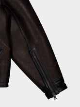 Lemaire Espresso Shearling Coat with Contrasting Leather Trim