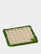 Coro Cora Natural and Dark Green Iraca Palm Olive Coaster