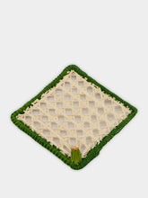 Coro Cora Natural and Dark Green Iraca Palm Olive Coaster