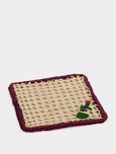 Coro Cora Natural and Burgundy Iraca Palm Wine Coaster
