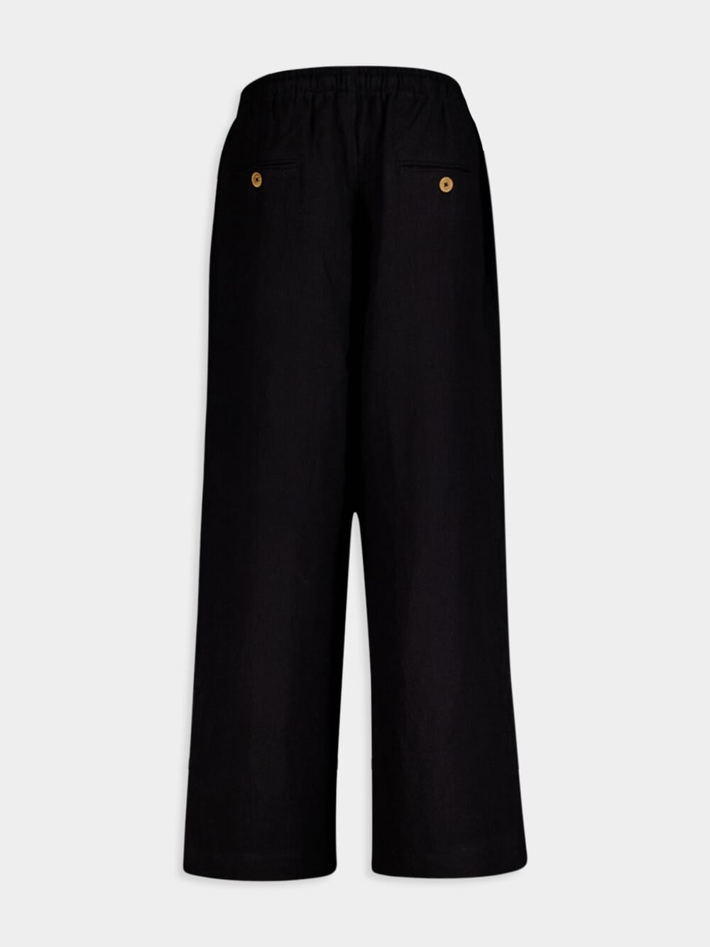 Black Linen Drawcord Trousers