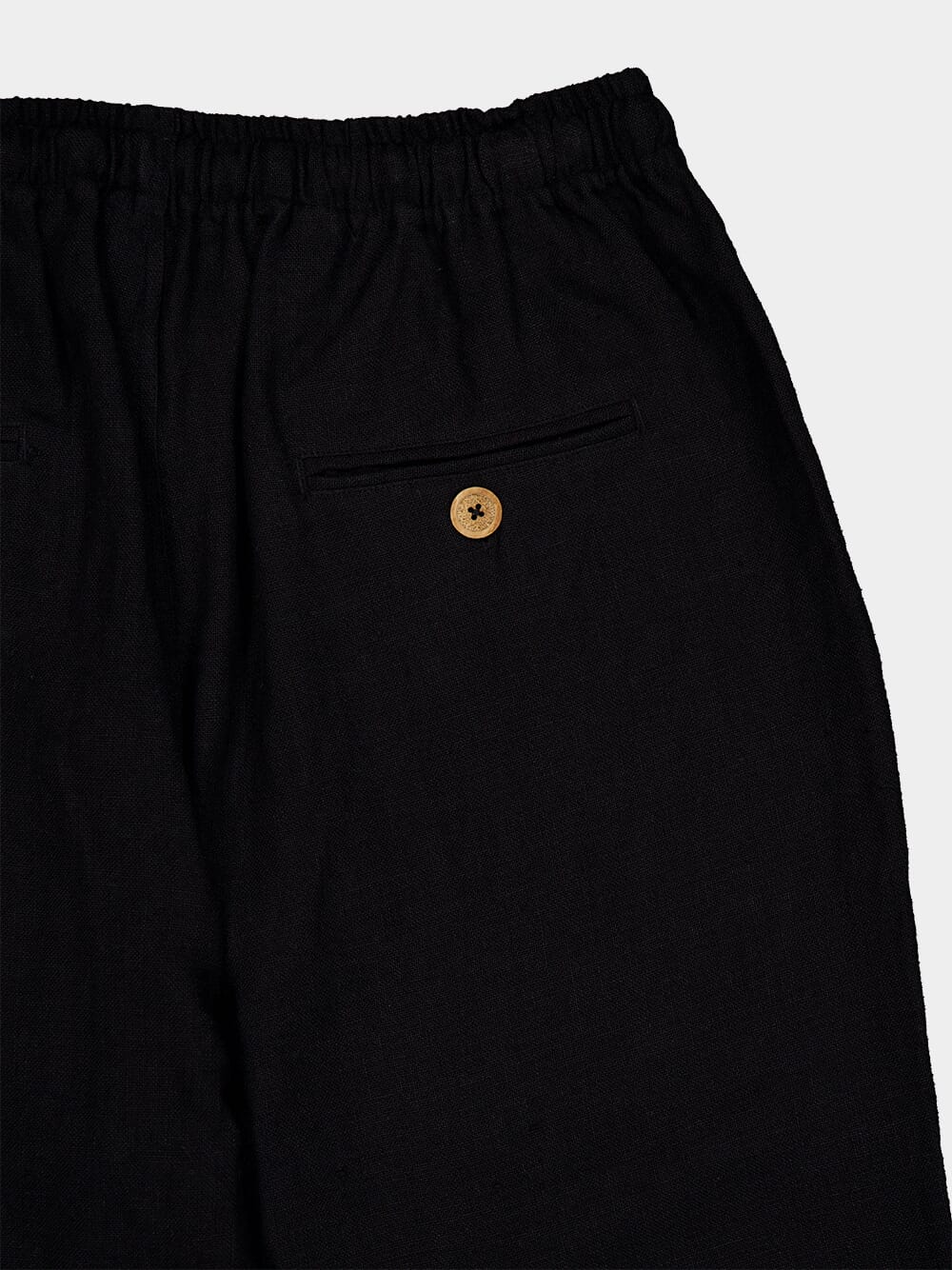 Black Linen Drawcord Trousers