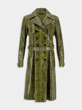 Tom Ford Olive Green Ayers Printed Leather Trench Coat