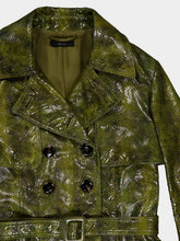 Tom Ford Olive Green Ayers Printed Leather Trench Coat