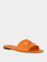 Dolce & Gabbana Orange DG Logo Calfskin Slides