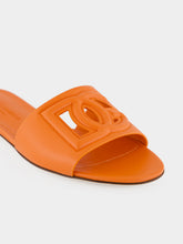 Dolce & Gabbana Orange DG Logo Calfskin Slides