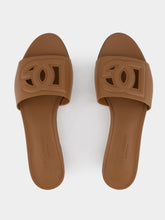 Dolce & Gabbana DG Logo Brown Calfskin Sliders