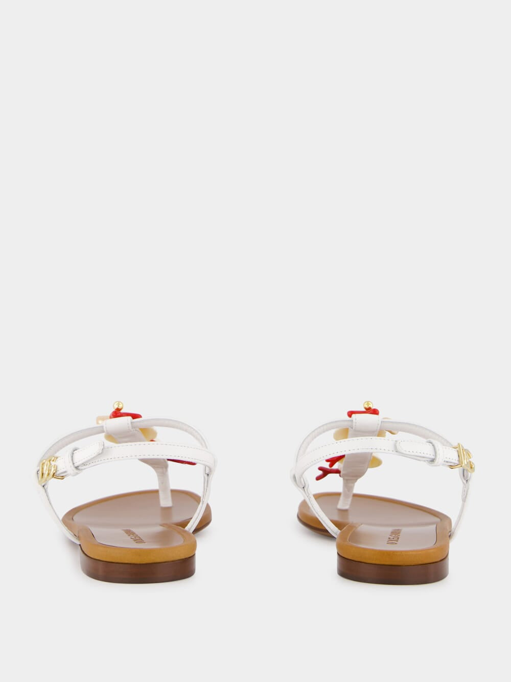 Coral Embroidery Nappa Leather Thong Sandals