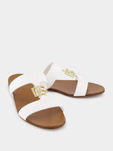 Dolce & Gabbana DG Logo White Calfskin Sliders