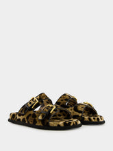 Dolce & Gabbana Leopard-Print Velvet Hawaiian Sliders
