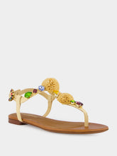 Dolce & Gabbana Beige Crochet Flip-Flops with Stones