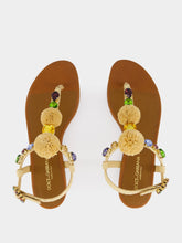 Dolce & Gabbana Beige Crochet Flip-Flops with Stones