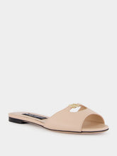 Dolce & Gabbana Nude Calf Leather Flat Slides