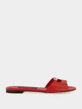 Dolce & Gabbana Red Lambskin Logo Flat Sandals
