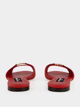 Dolce & Gabbana Red Lambskin Logo Flat Sandals