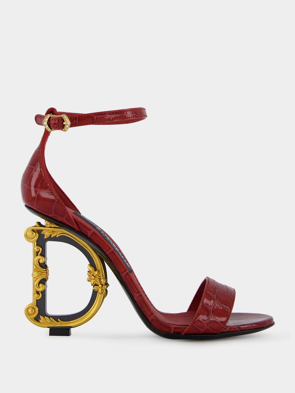 Baroque Crocodile-Print Sandals