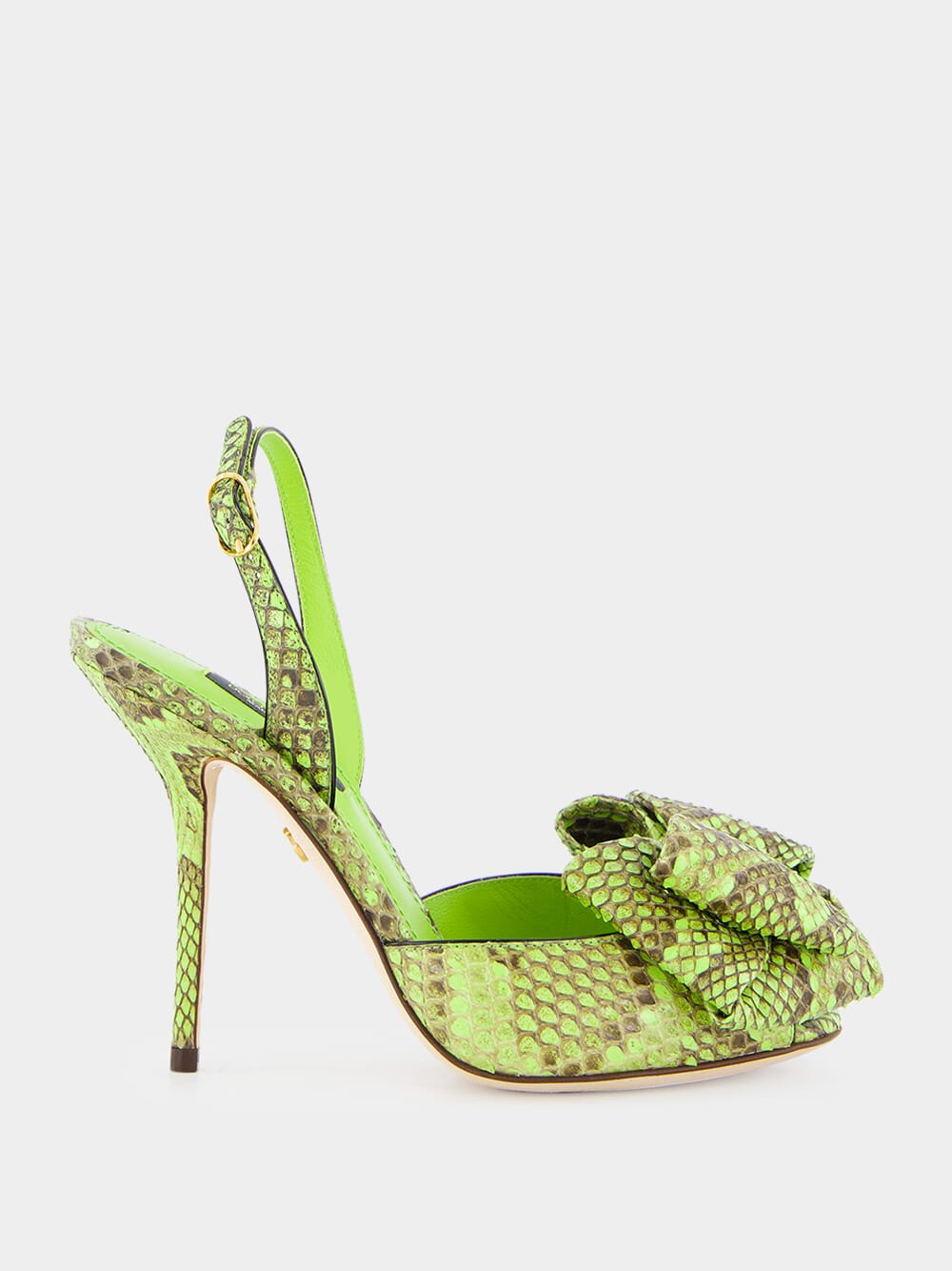 Green Exotic Leather High-Heel Sandals