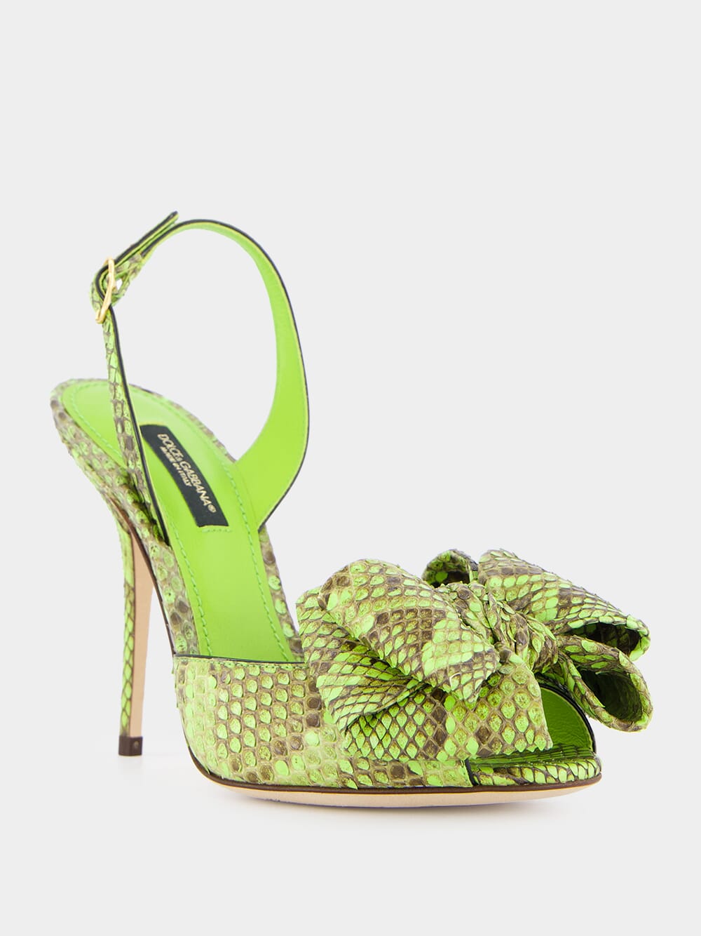 Green Exotic Leather High-Heel Sandals