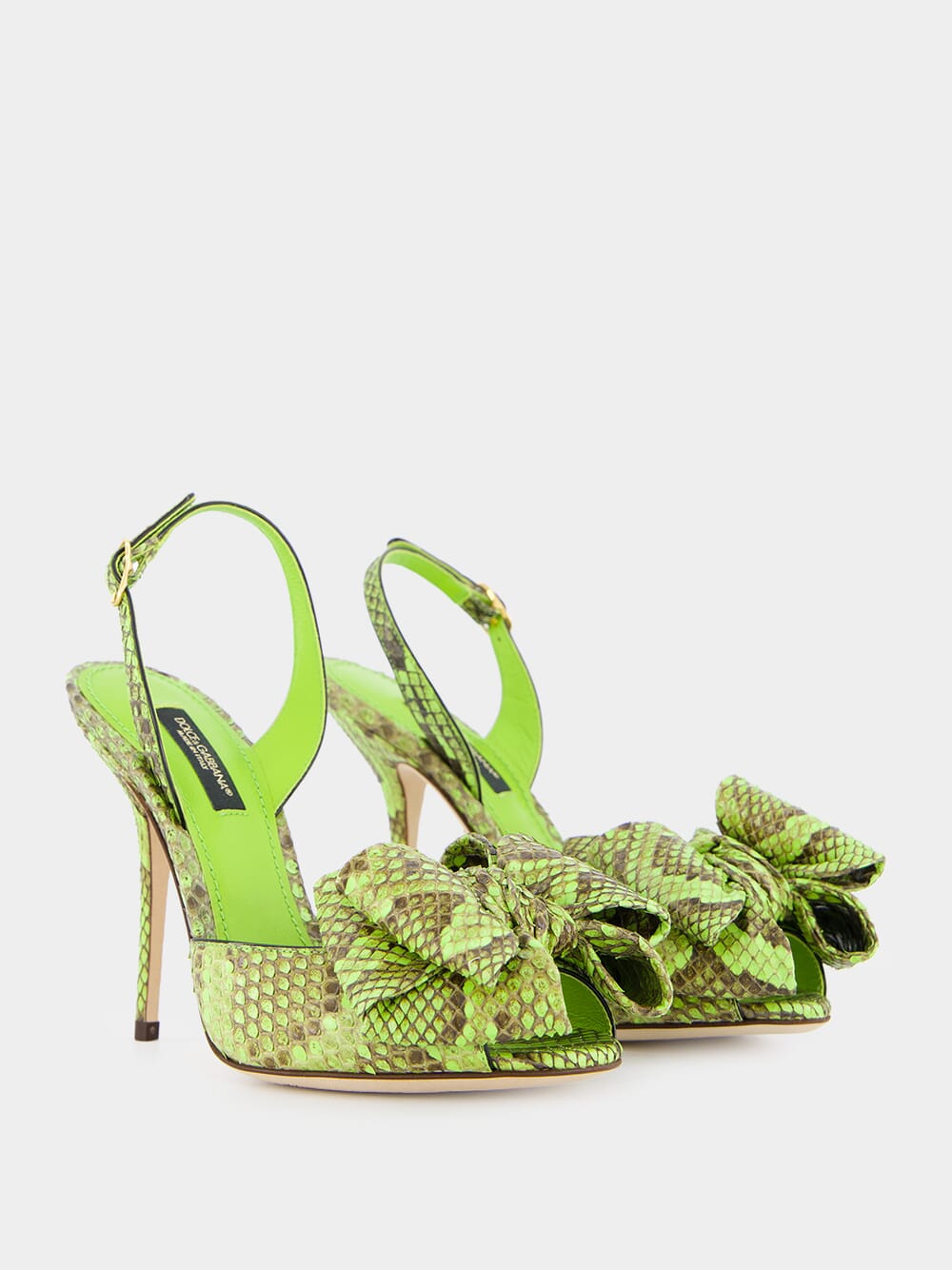 Green Exotic Leather High-Heel Sandals