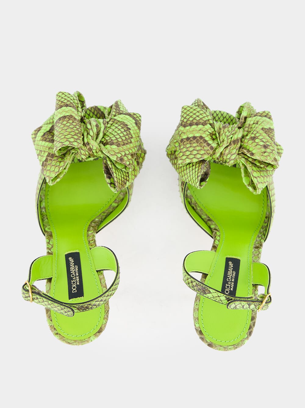 Green Exotic Leather High-Heel Sandals